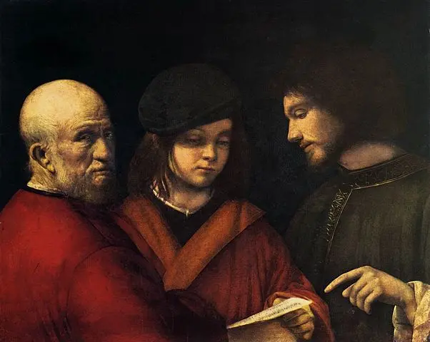 Painting by Giorgione - The Three Ages of Man. 